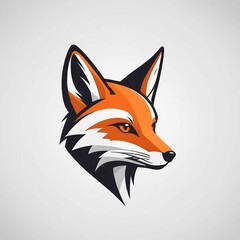 Obraz premium graphic logo design, add fox head left besides, clean line, with colors of white, black and orange