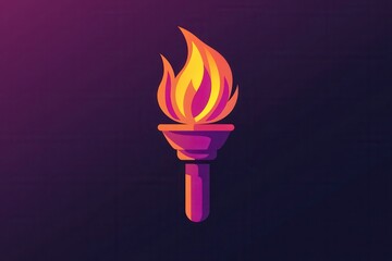 Vibrant Flame Torch Icon Representing Innovation, Knowledge, and Freedom with a Modern Design on a Dark Background