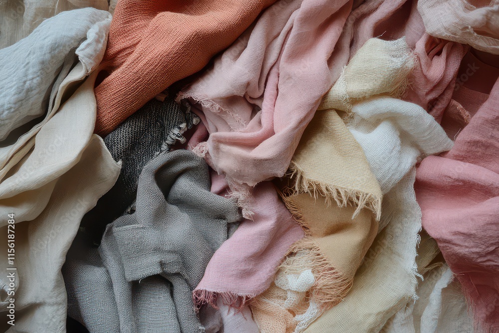 Aufkleber a collection of textured fabrics in various soft colors, ideal for design or textile projects.