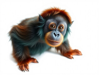 Obraz premium Adorable Baby Orangutan Close-Up: A Vivid Portrait of Primate Beauty