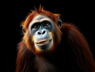 Portrait of a Smiling Bornean Orangutan