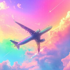 Obraz premium illustration art of airplane, good deal flights for ads