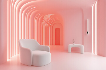 Smart thermostat enhances a minimalist living room with futuristic decor. Generative AI