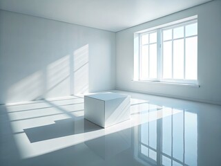 Obraz premium Aerial View White Box White Room Window Interior Design Photography Minimalist Architecture