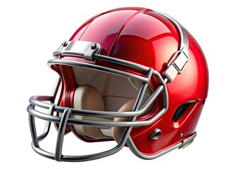 Fototapeta premium American Football Helmet Aerial Photography, Isolated White Background, Sports Equipment Image