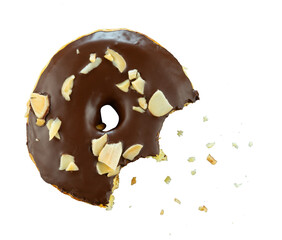 Chocolate almonds bitten donuts with crumbs