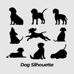 Dog silhouette pet element set pack