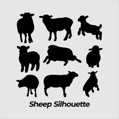 Sheep silhouette pet element set pack