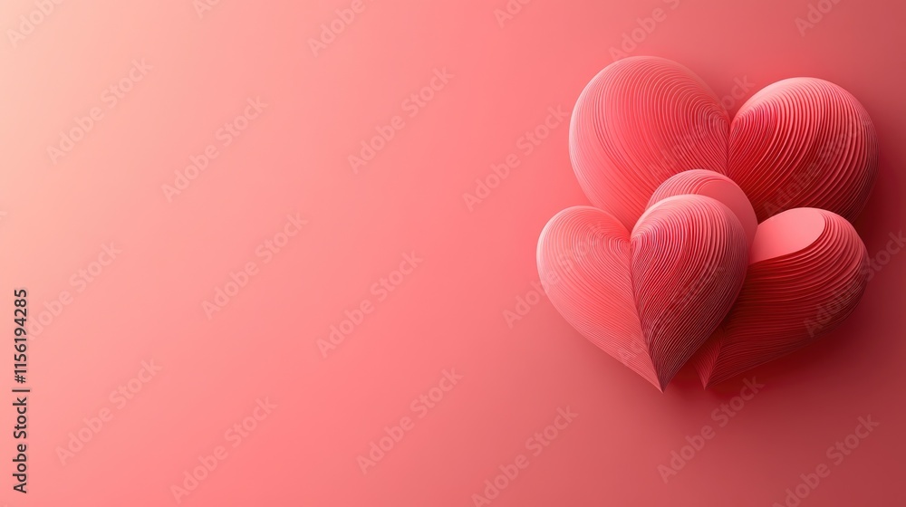 Aufkleber elegant abstract three-dimensional heart shapes on soft gradient background the 14th of february. ha