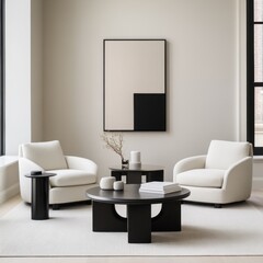 Minimalist modern lounge with contemporary art and elegant interior design