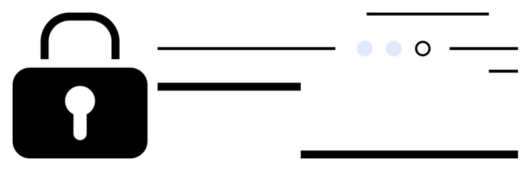 Padlock with lines and dots suggests digital security. Ideal for cybersecurity, data protection, privacy concepts, secure transactions, online safety, IT infrastructure, and secure access themes