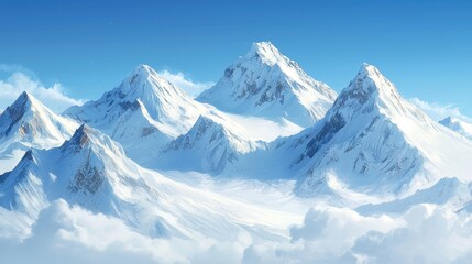 Obraz premium Majestic Snow-Capped Mountains Under Clear Blue Sky in Daylight
