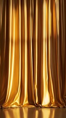 Gold Satin Curtains and Reflective Floor