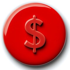 Obraz premium Red Circle Dollar Sign Glossy Button Design
