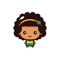 cute chibi beautiful girl with curly hair