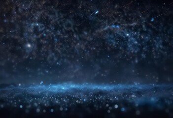 Dark blue night sky with glitter bokeh and starry light art,  magic,  cosmic