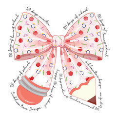 100 Days in The Book PNG svg, coquette Bow 100 days of school, 100th day of school, Coquette bow svg png, 100th day of school kindergarten