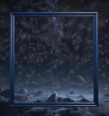 Night Sky with Sparkling Glitter and Dark Blue Frame,  evening sky,  magical