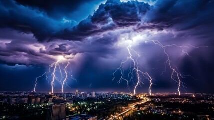 Dramatic lightning storm over a city at night. (8)