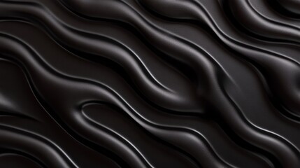 Obraz premium Abstract black background with flowing wave patterns, showcasing smooth textures and elegant curves that create a sense of depth and dimension in a minimalist design.