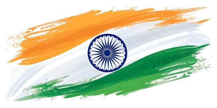 india flag in abstract brush stroke style	