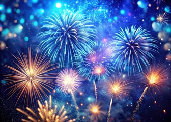 Naklejka premium Vintage Blue Holiday Fireworks Background - Festive Celebration Image