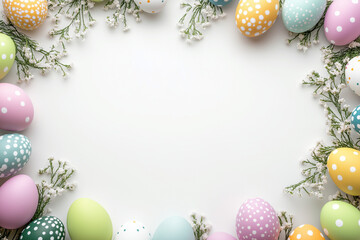 easter eggs on a green background