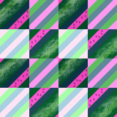 Watermelon Patchwork in Juicy Pink and Green