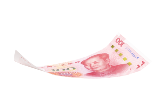 Chinese or asian economic growth concept. chairman MAO zedong's portrait,on 100 Yuan, chinese banknotes, RMB banknotes. Clipping path.