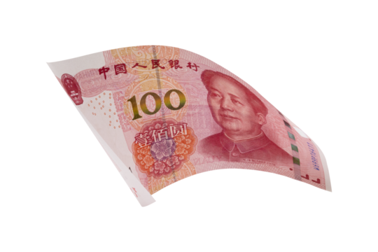 Chinese or asian economic growth concept. chairman MAO zedong's portrait,on 100 Yuan, chinese banknotes, RMB banknotes. Clipping path.