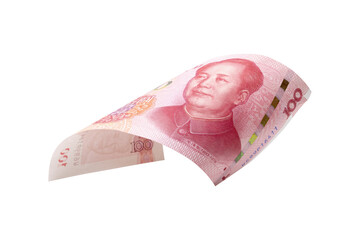 Chinese or asian economic growth concept. chairman MAO zedong's portrait,on 100 Yuan, chinese banknotes, RMB banknotes. Clipping path.