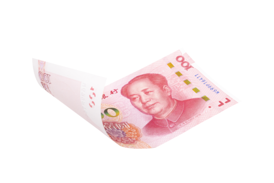 Chinese or asian economic growth concept. chairman MAO zedong's portrait,on 100 Yuan, chinese banknotes, RMB banknotes. Clipping path.