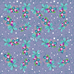 Pretty Flower Bouquet on Periwinkle blue background