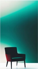 Fototapeta premium minimalist modern chair with gradient teal and white background, blank display board for branding or professional presentations