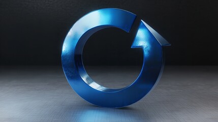 Blue Cycle Arrow 3D Render Icon Isolated on Transparent Background.

