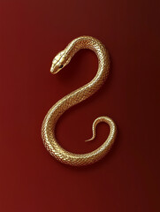 Obraz premium golden snake on red background, Chinese New Year concept