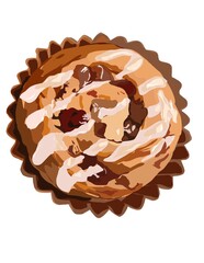 Hand drawn illustration of raisin sweet bun or bread. Pastry.