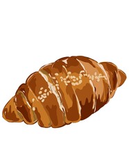 Hand drawn illustration of bread isolated on white background. Croissant.
