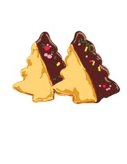 Hand drawn illustration of Christmas gingerbread cookies