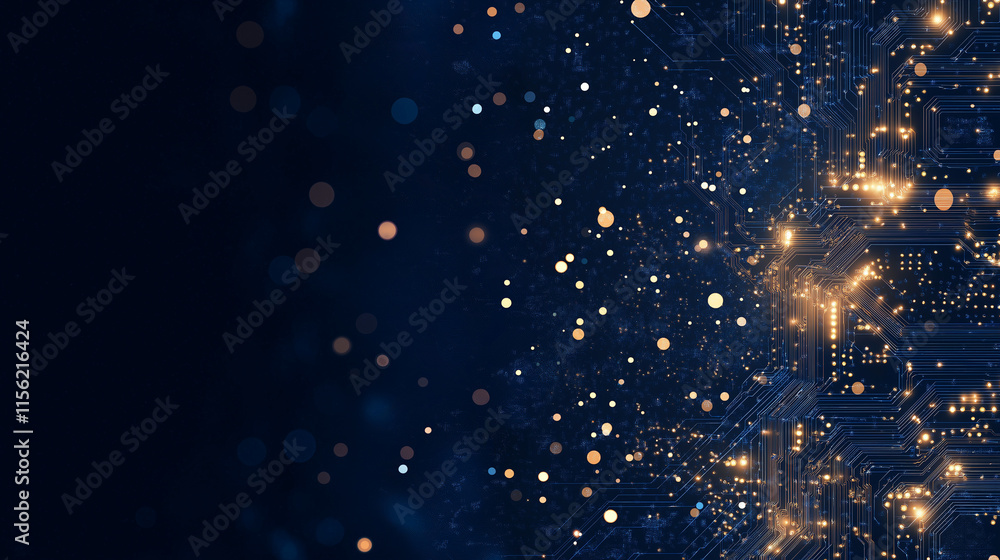 Poster abstract digital network: a mesmerizing abstract background, featuring a glowing network of golden c
