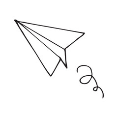 Minimalist style paper airplane illustration with simple black lines. This design symbolizes creativity, freedom, or light and passionate communication.