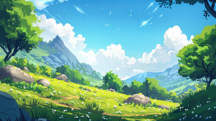 landscape with mountains and sky