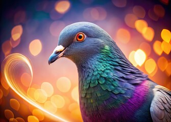 Obraz premium Valentine's Day Pigeon Macro Photography - Heartfelt Love