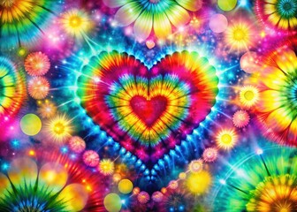 Vibrant Heart Tie-Dye Bokeh Background - Love & Friendship