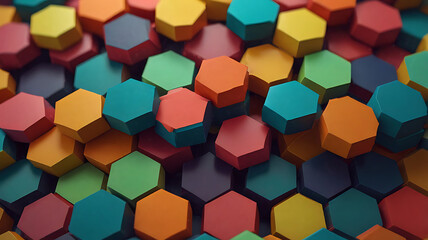 Close-up of three dimensional abstract colorful hexagon pattern