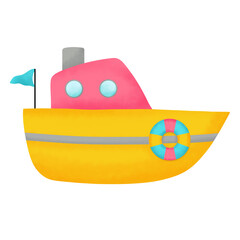 yellow and pink ship illustration 