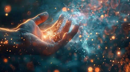 Glowing energy orb forming above a hand.