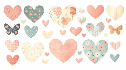Colorful Heart Patterns Creative Design Digital Art Whimsical Environment Aesthetic Viewpoint Love and Affection Theme