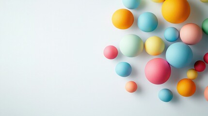 A vibrant arrangement of colorful spheres on a light background, showcasing a playful and artistic composition.