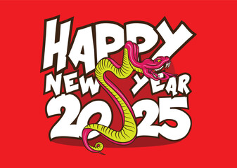 happy new year 2025 with snake zodiac illustration for chinese new year events